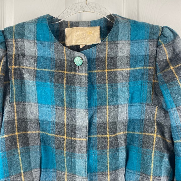 Vintage Mei Lung Meirong Wool Plaid Jacket Button-Up Blazer - Picture 2 of 7